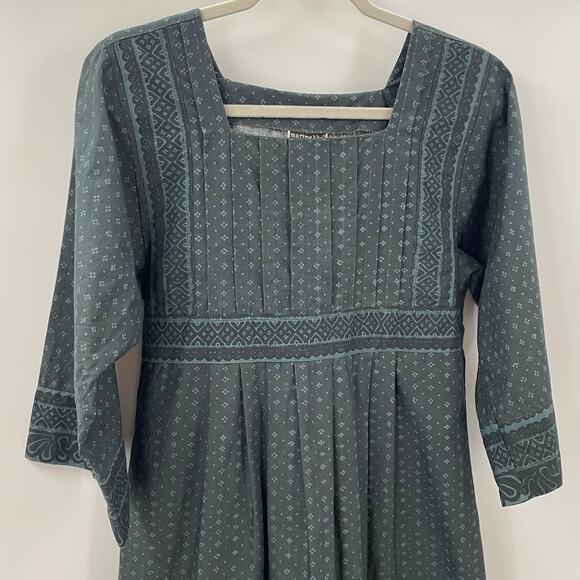 Marimekko 8 Mila Dress Muija Print Vintage 1970s Charcoal Gray Midi Scandinavian - Picture 2 of 11